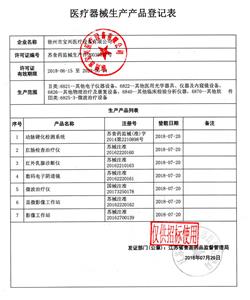 醫療器械產品登記表